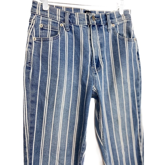 Gap High Rise Striped Mom Denim Straight Leg Jean, Blue‎ - Size 4 - Picture 5 of 12